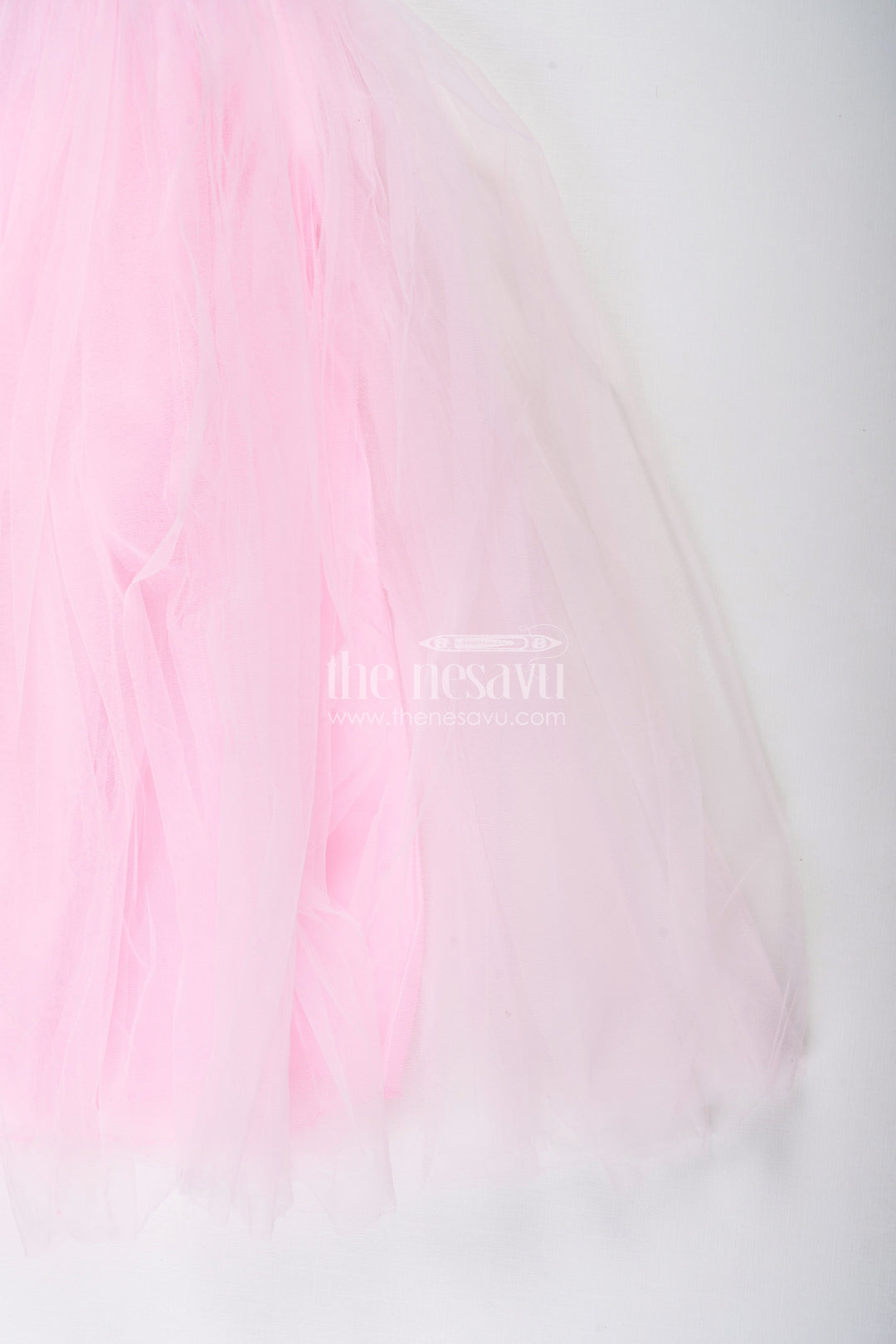 Girls net party gown with embroidered yoke for birthdays and celebrations