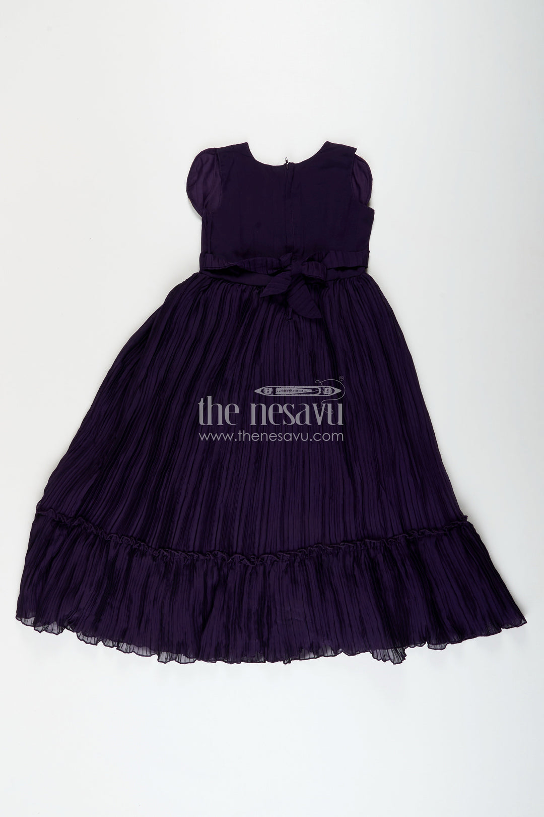 Girls purple party gown with butterfly embellished bodice