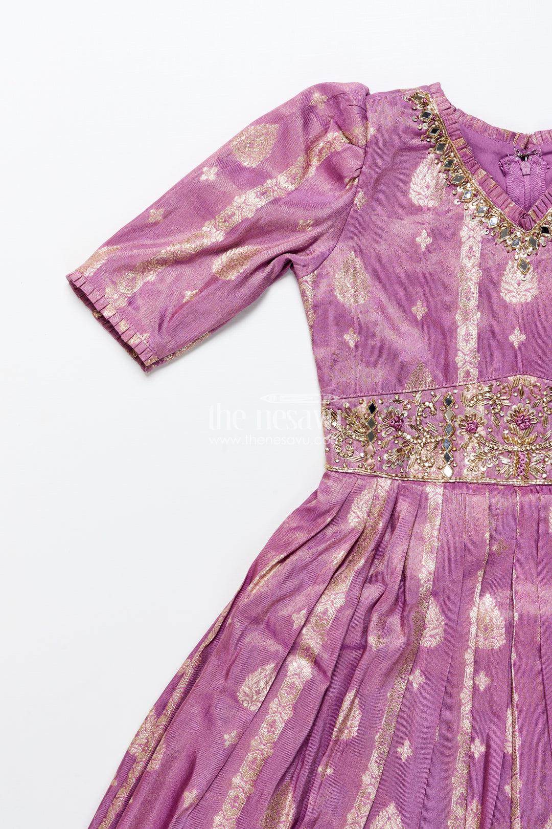 Girls silk gown with zari border for weddings and festive occasions