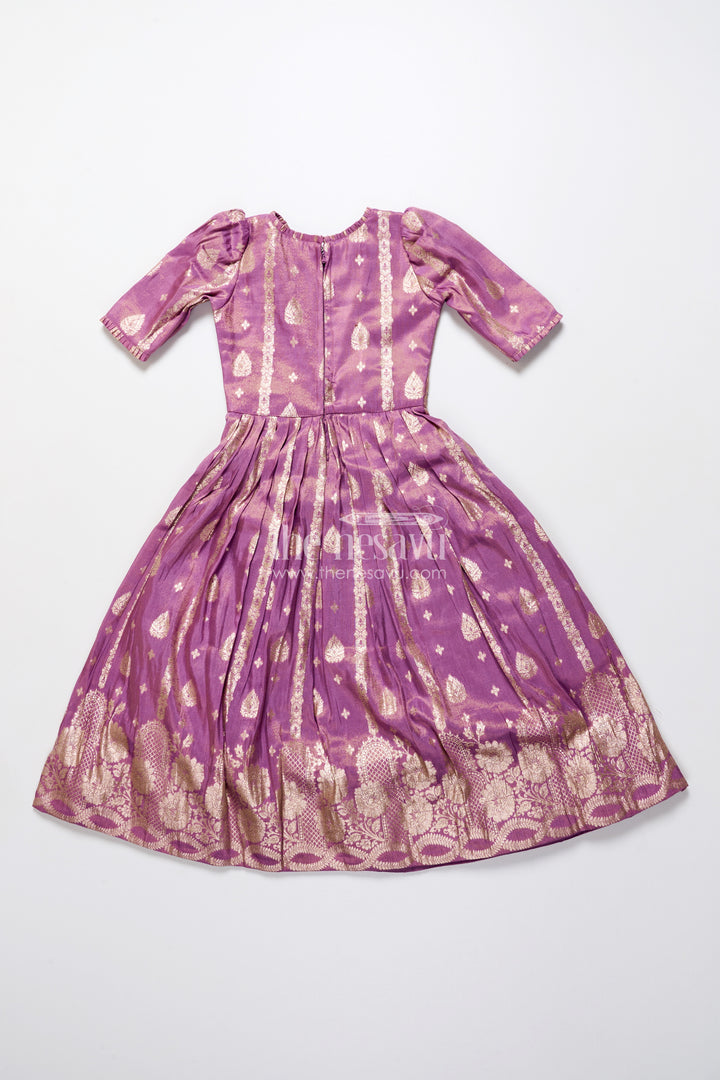 Girls silk gown with zari border for weddings and festive occasions