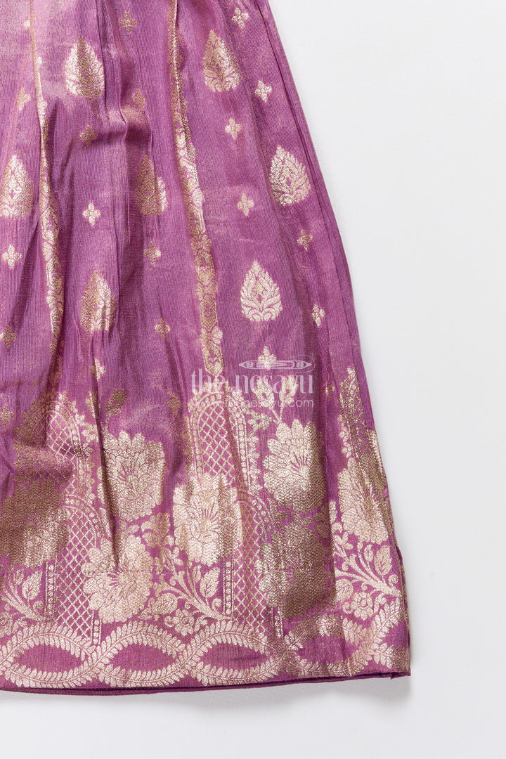 Girls silk gown with zari border for weddings and festive occasions