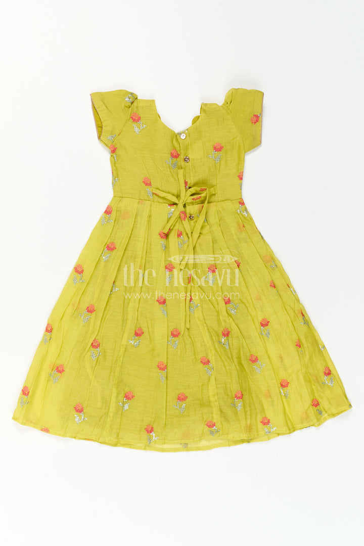 Girls Embroidered Cotton Gown for Festive Family Celebrations