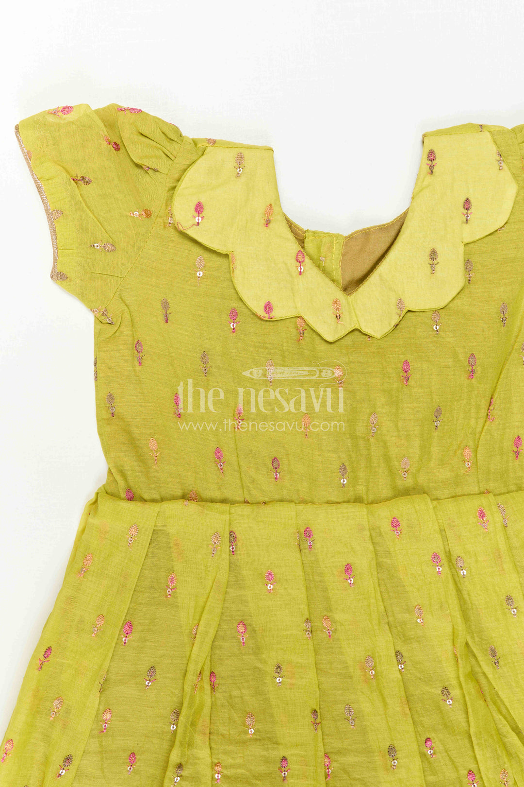 Girls Embroidered Cotton Dress for Festive Outings and Parties