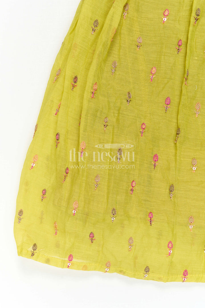 Girls Embroidered Cotton Dress for Festive Outings and Parties