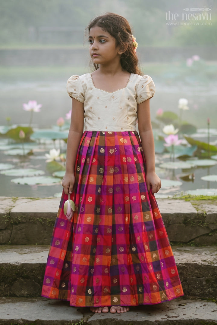 Girls Silk Gown for Festive Photoshoots and Family Gatherings