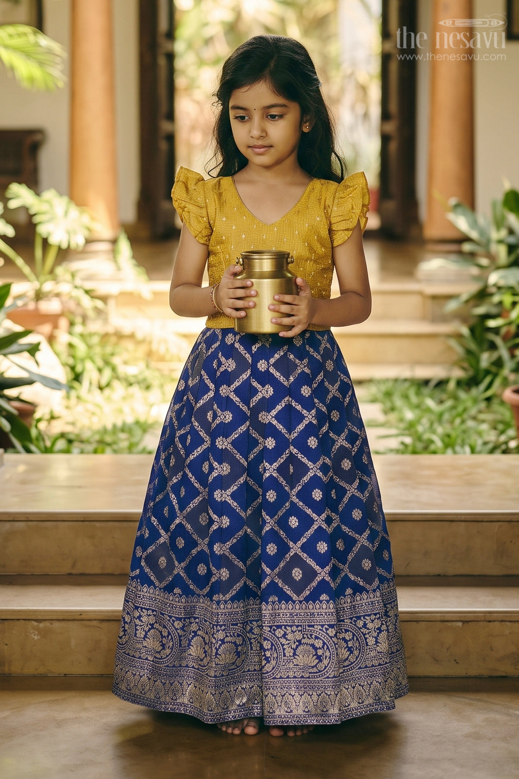 Kids Ethnic Silk Gown for Wedding Events and Celebrations