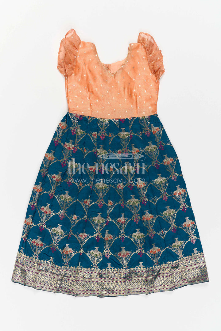 Girls Silk Gown for Festive Pooja and Family Portraits