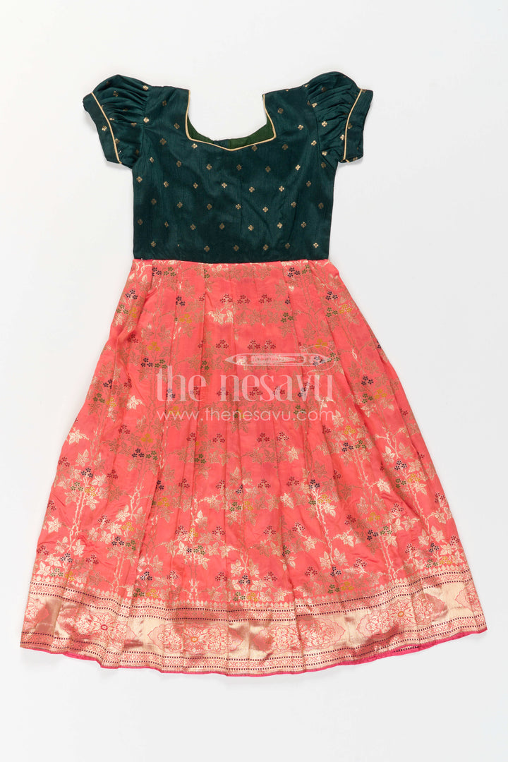 Girls Banaras Silk Gown for Birthdays and Celebration Wear