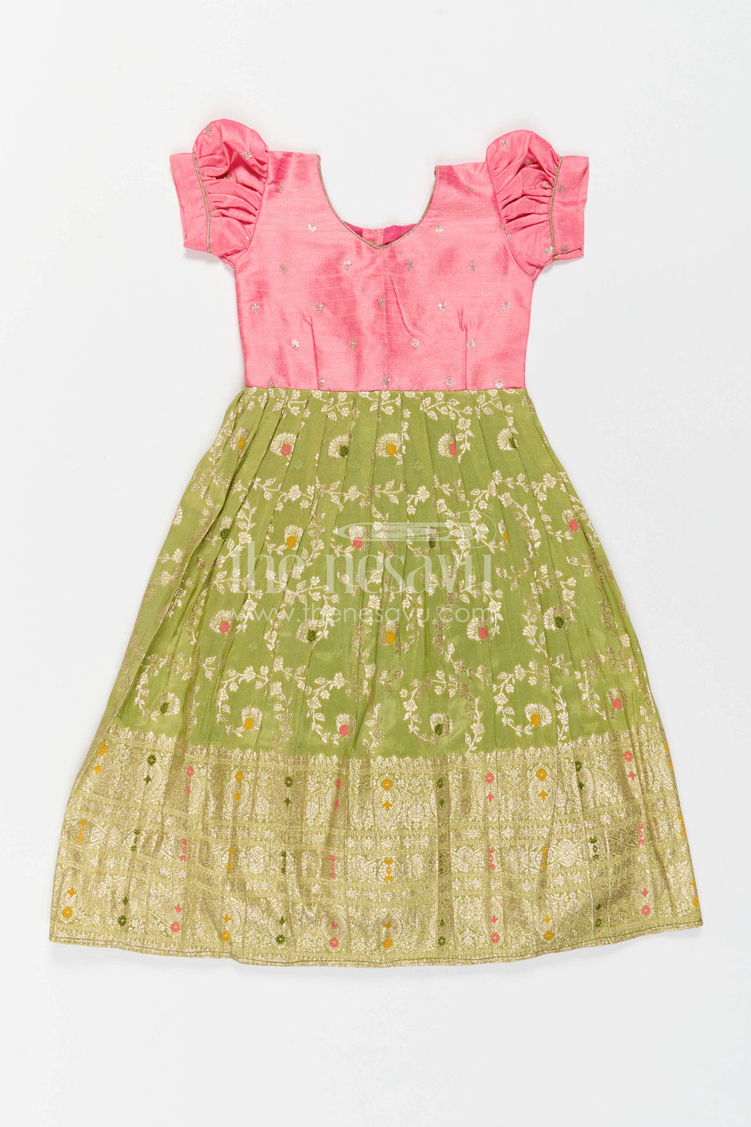 Kids Ethnic Silk Gown for Pooja Events and Family Gatherings