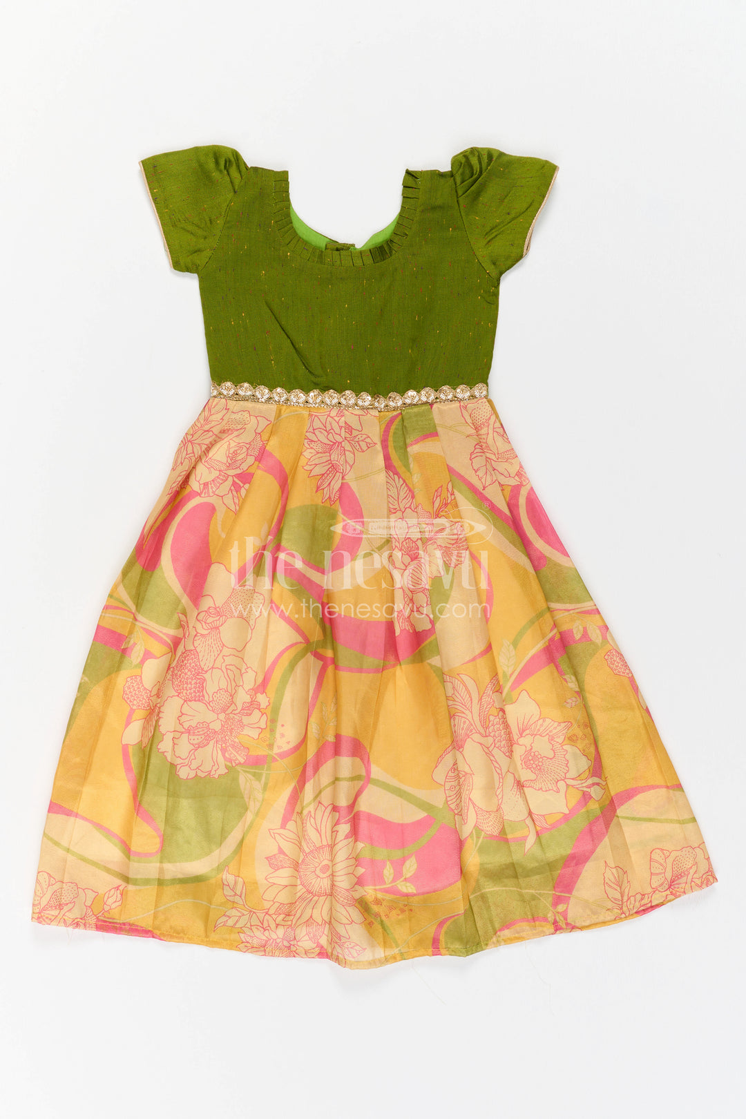Girls Silk Gown for Festive Birthdays and Family Photo Celebrations