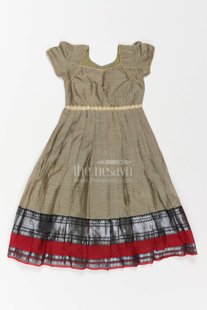 Girls Casual Gown in Grey with Statement Border