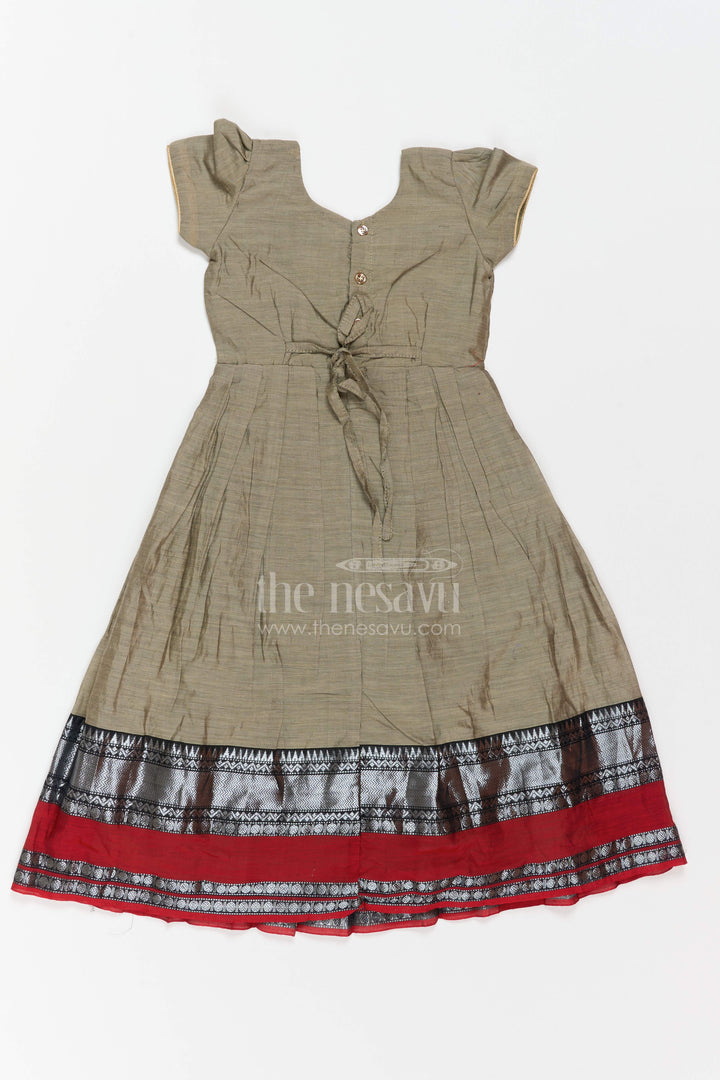 Girls Casual Gown in Grey with Statement Border