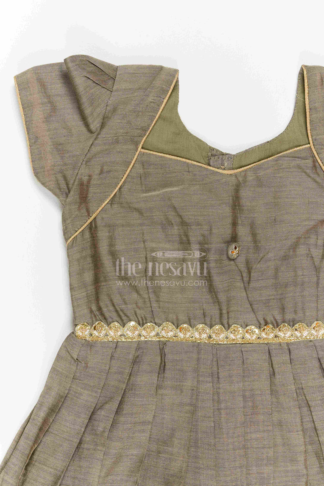 Girls Casual Gown in Grey with Statement Border