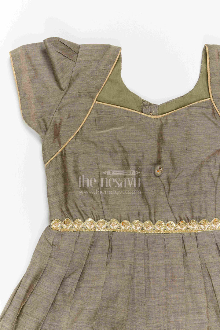 Girls Casual Gown in Grey with Statement Border