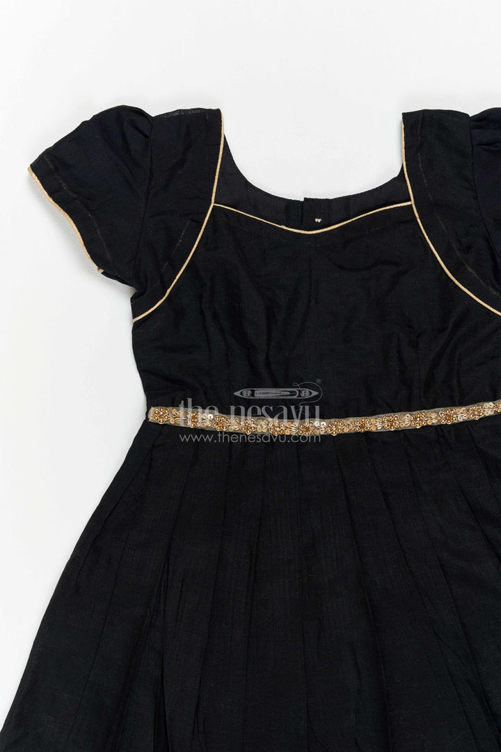 Girls Long Frock with Statement Border for Festive Occasions