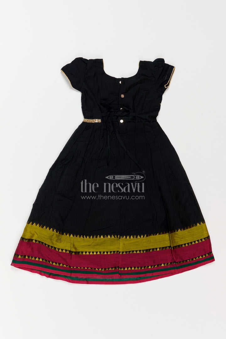 Girls Long Frock with Statement Border for Festive Occasions