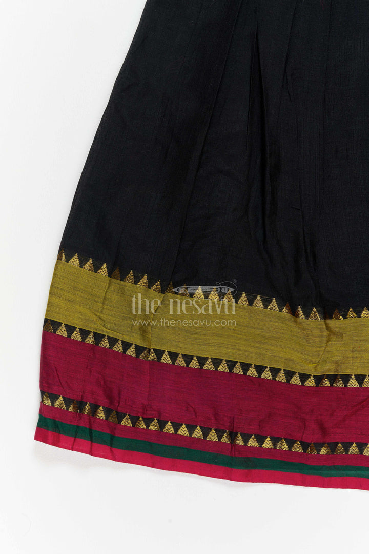 Girls Long Frock with Statement Border for Festive Occasions