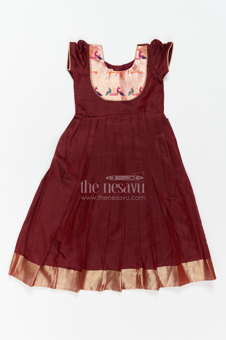 Girls Long Frock in Maroon with an Occasion Ready Finish