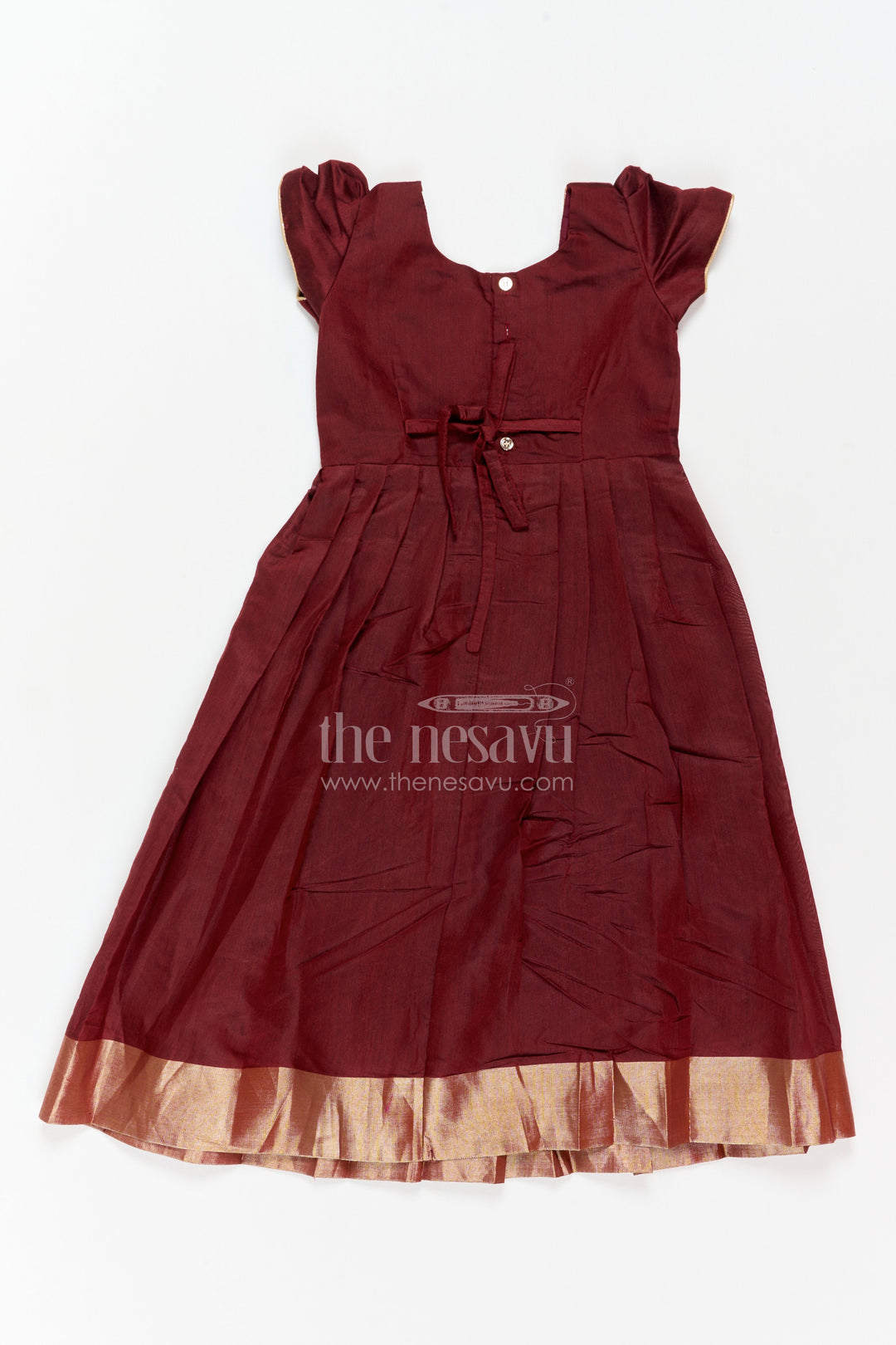 Girls Long Frock in Maroon with an Occasion Ready Finish