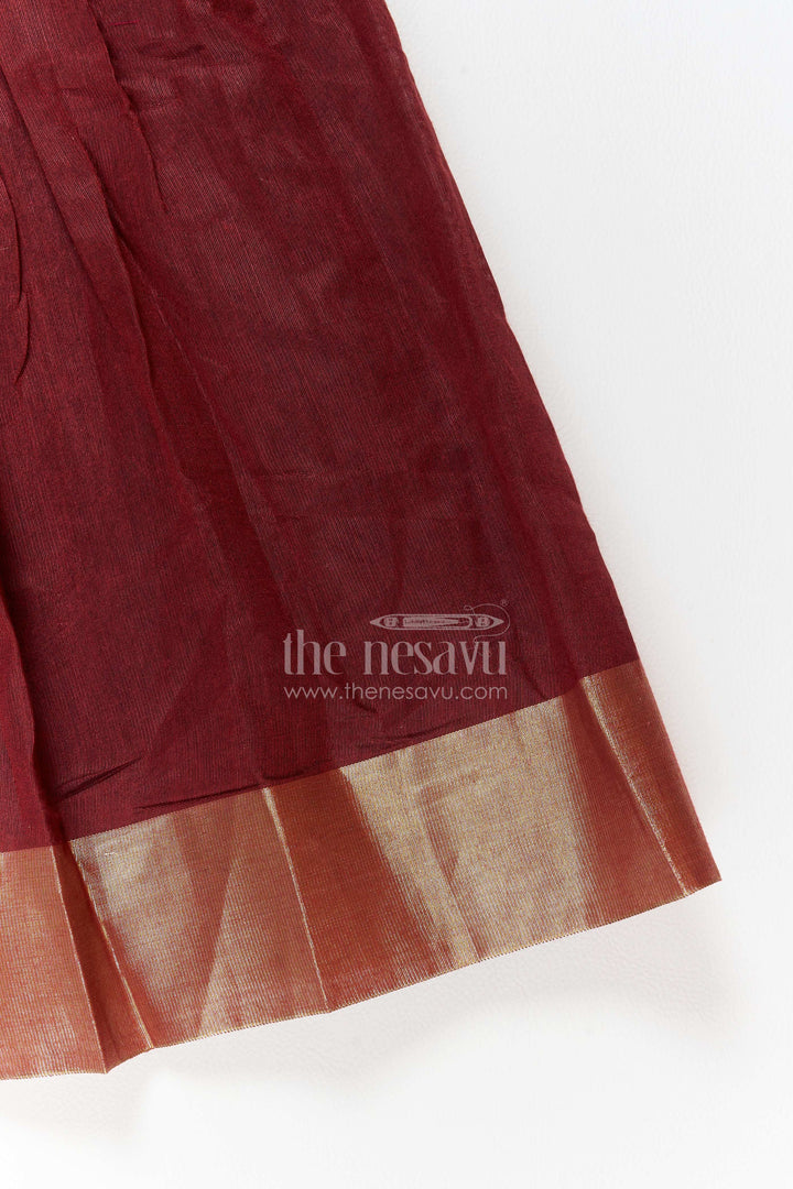 Girls Long Frock in Maroon with an Occasion Ready Finish