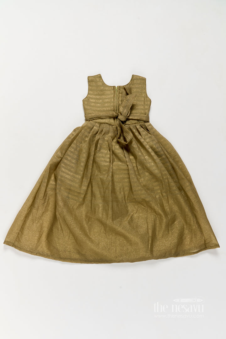 Girls Silk Gown in Green with Sequin Work