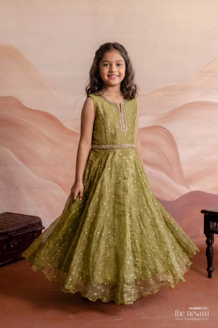 Party Wear Silk Gown with Woven Texture for Festive Occasions