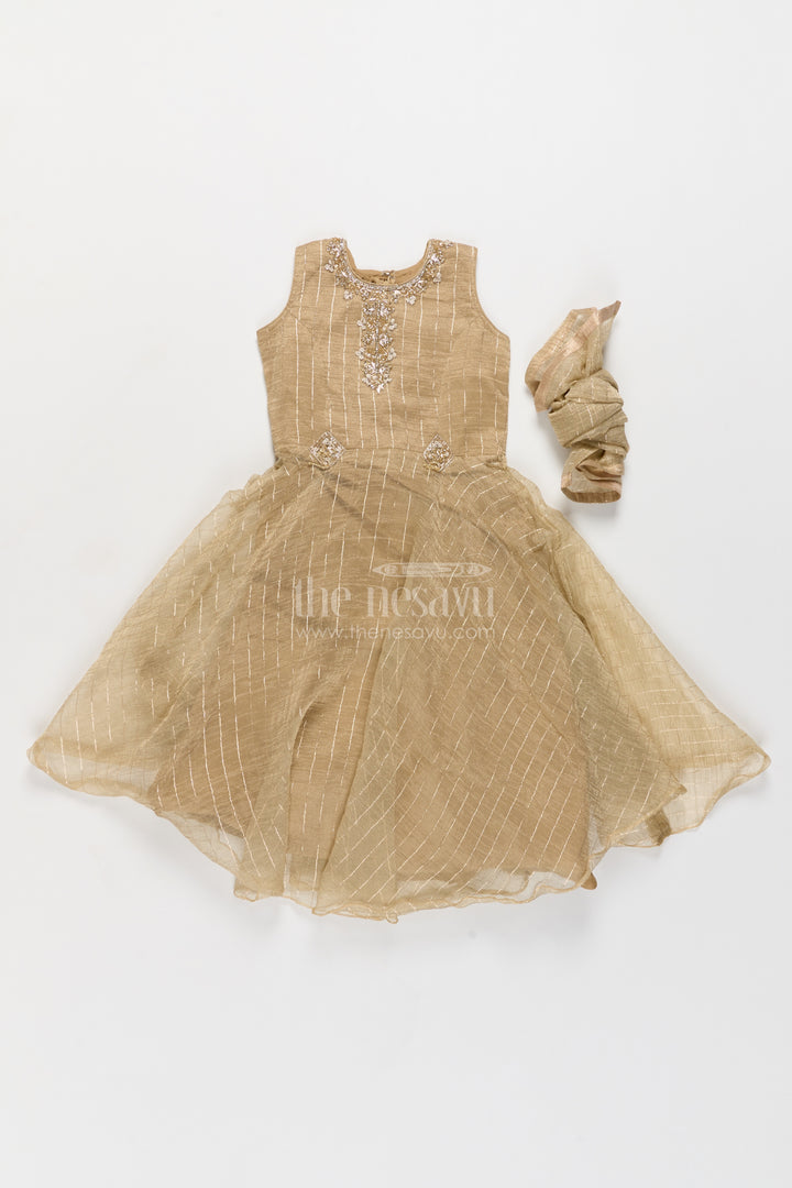 Princess Gown for Girls in Beige for Celebrations and Photos