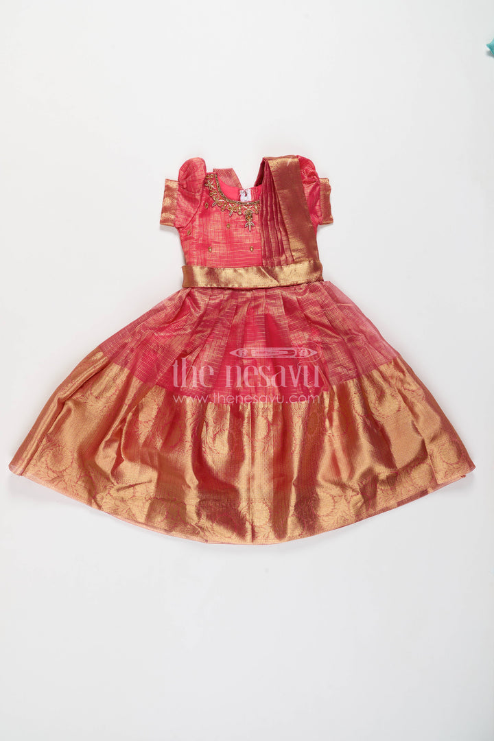 Girls Silk Gown with Thread Embroidery for Family Functions