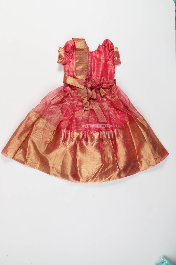 Girls Silk Gown with Thread Embroidery for Family Functions