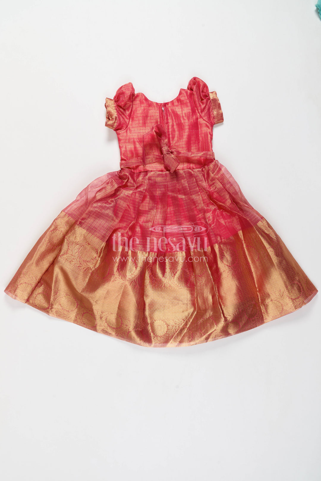 Girls Silk Gown with Thread Embroidery for Family Functions