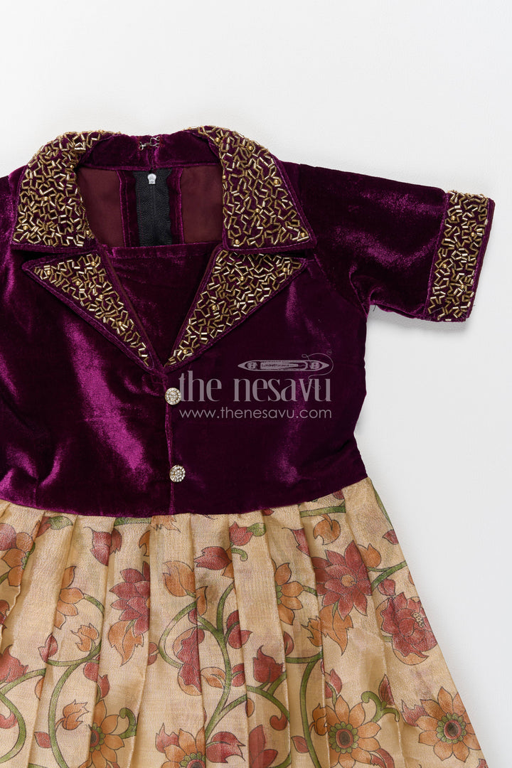 Ethnic Gown for Girls in Purple for Celebrations and Photos