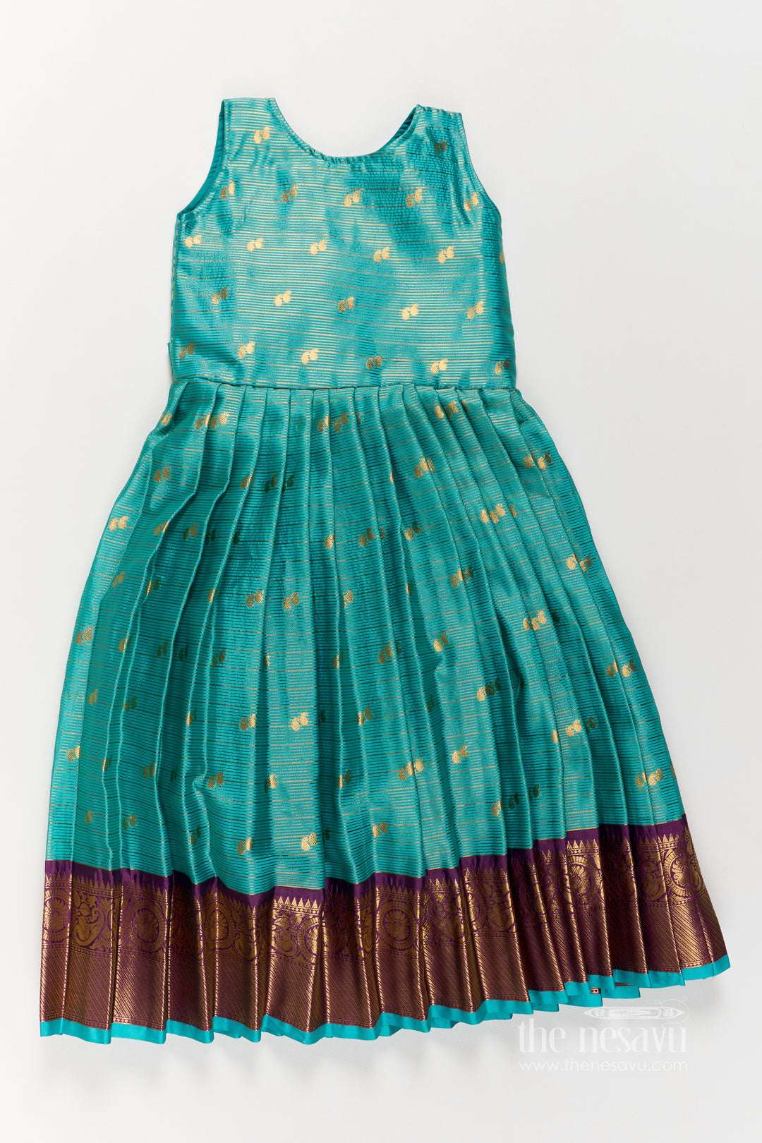 Girls Silk Gown with Jacquard Weave for Family Functions