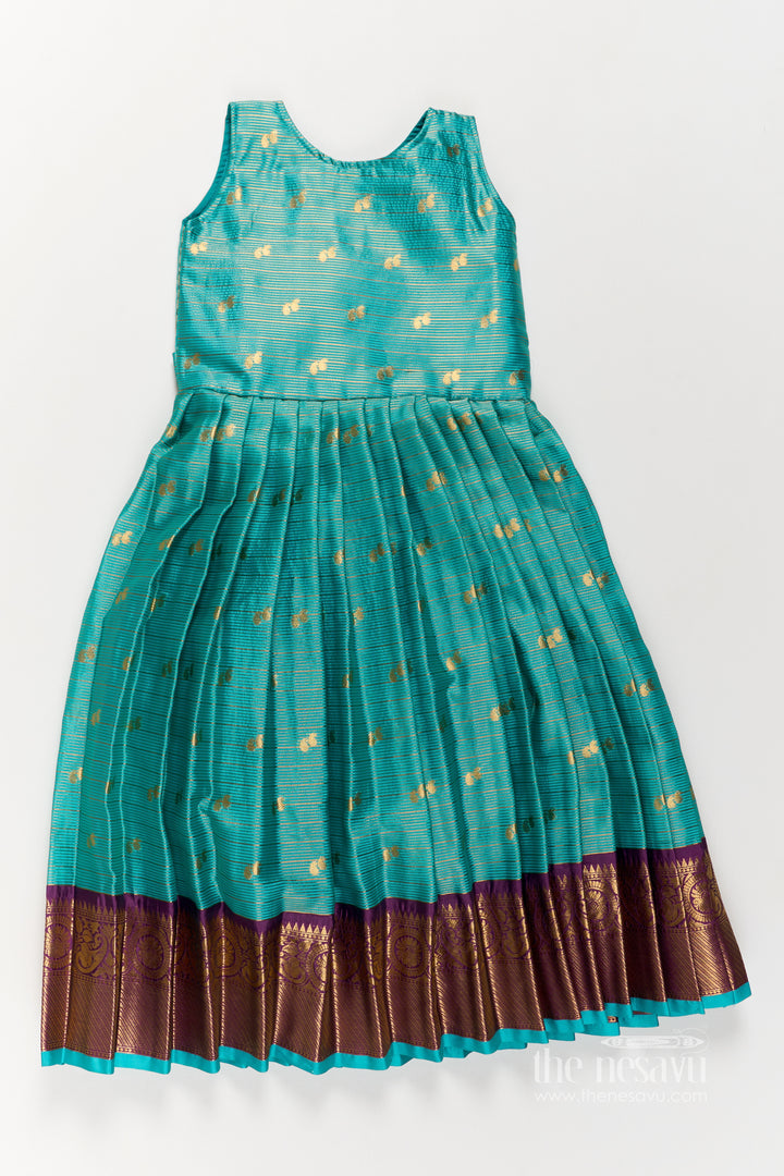 Girls Silk Gown with Jacquard Weave for Family Functions