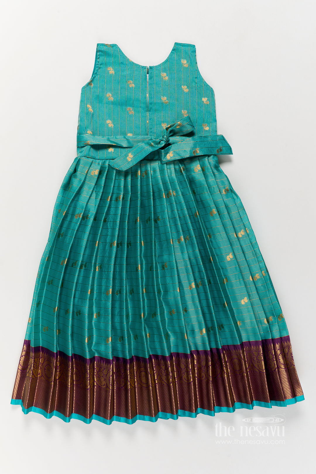 Girls Silk Gown with Jacquard Weave for Family Functions