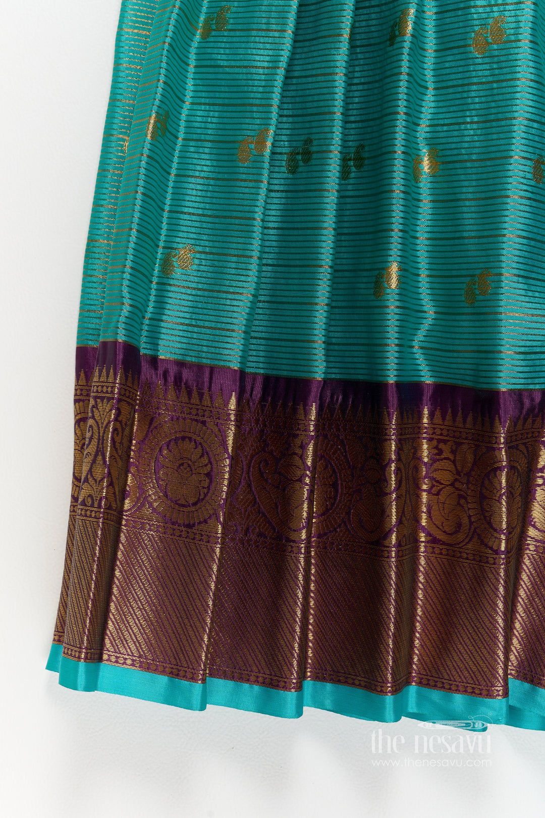Girls Silk Gown with Jacquard Weave for Family Functions