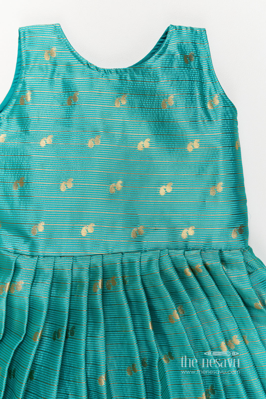 Girls Silk Gown with Jacquard Weave for Family Functions