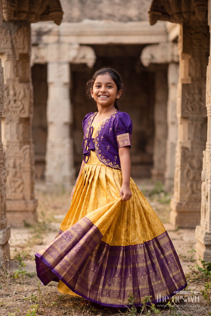 Party Wear Silk Gown with Jacquard Weave for Festive Occasions