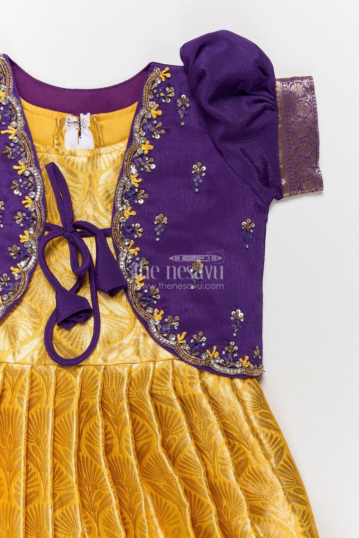 Party Wear Silk Gown with Jacquard Weave for Festive Occasions
