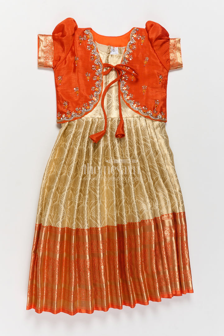 Ethnic Gown for Girls in Orange for Celebrations and Photos