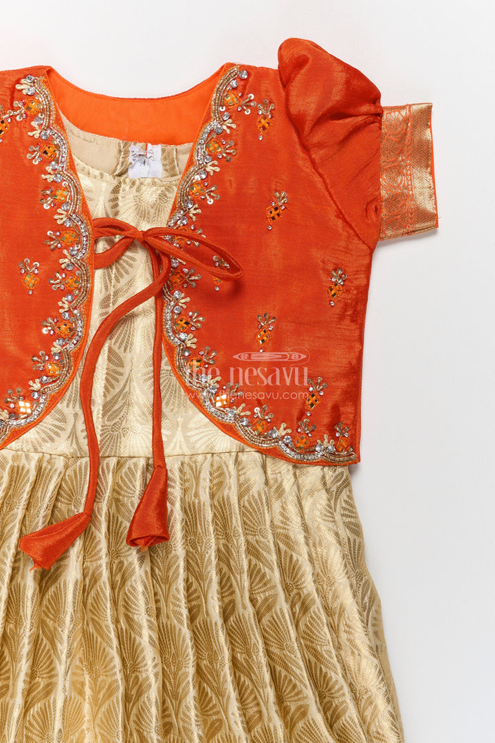 Ethnic Gown for Girls in Orange for Celebrations and Photos