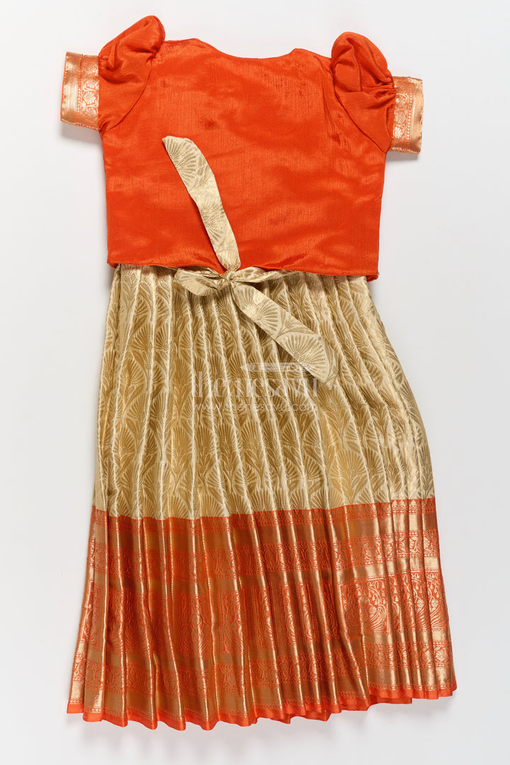 Ethnic Gown for Girls in Orange for Celebrations and Photos