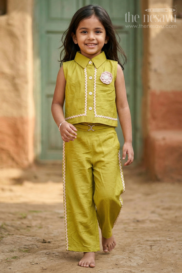 Girls Stylish Bubble Crepe Co-ord Set for Summer Outings and Casual Celebrations