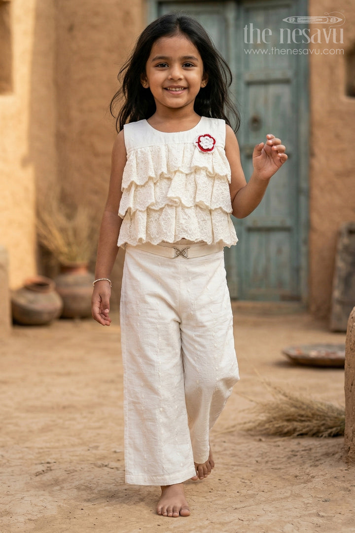 Girls Elegant Georgette Embroidered Co-ord Set for Special Occasions
