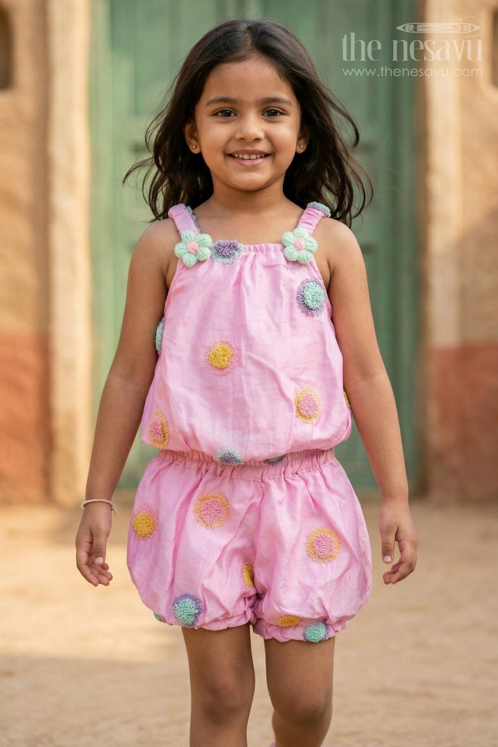 Girls Embroidered Co Ord Set for Summer Outings and Playful Days