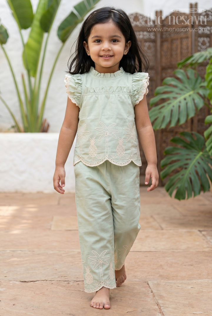Girls Embroidered Beach Co Ord Set for Vacation Wear