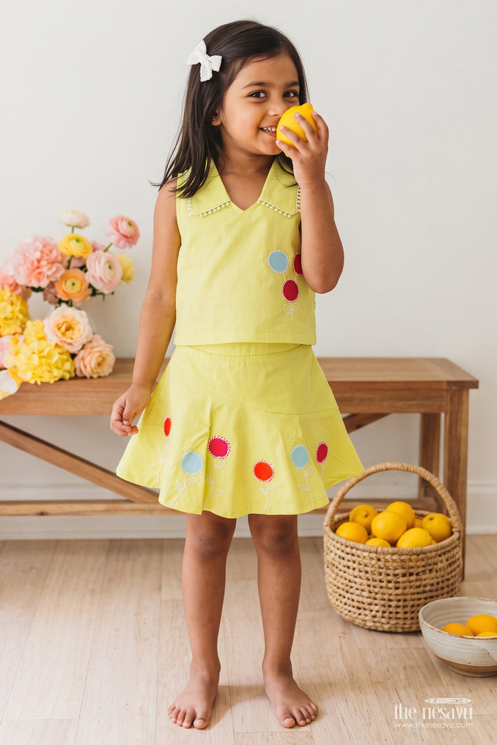 Girls Floral Applique Co Ord Set for Birthday Parties and Playful Occasions