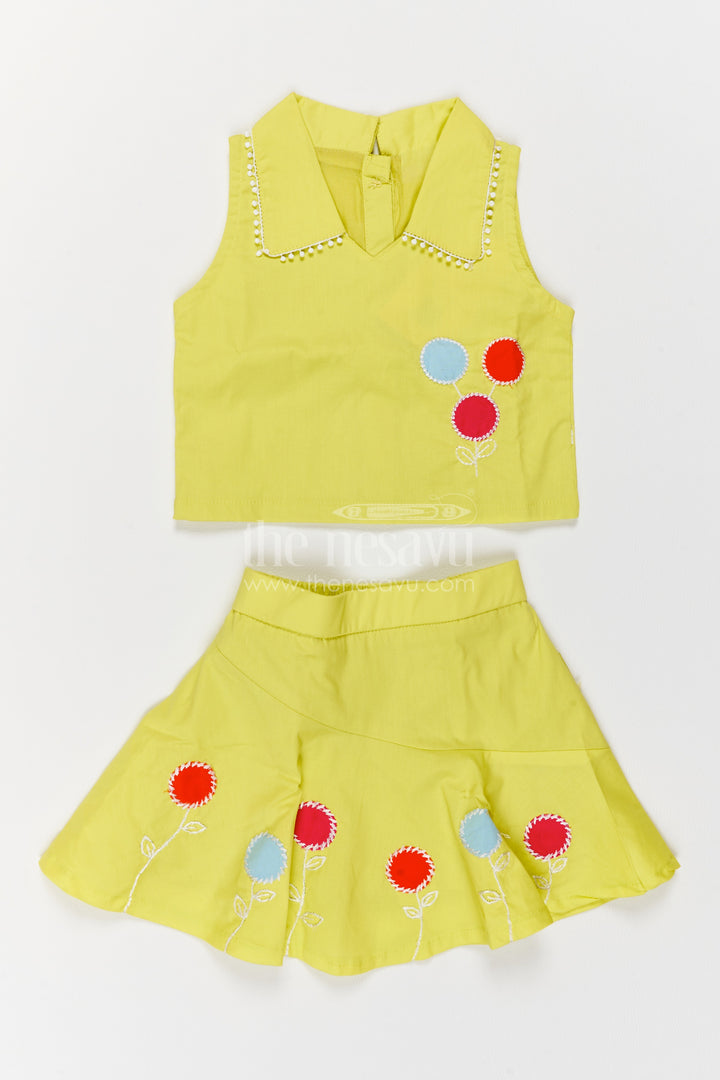 Girls Floral Applique Co Ord Set for Birthday Parties and Playful Occasions