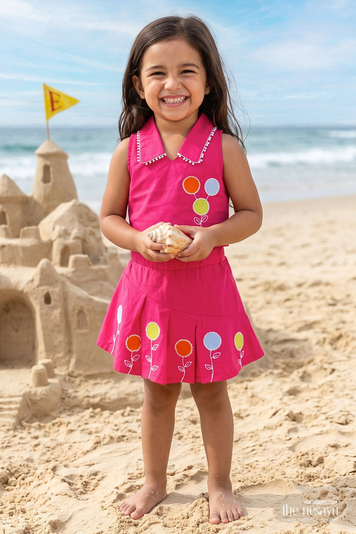 Girls Flower Motif Co Ord Set for Family Celebrations and Birthday Outings