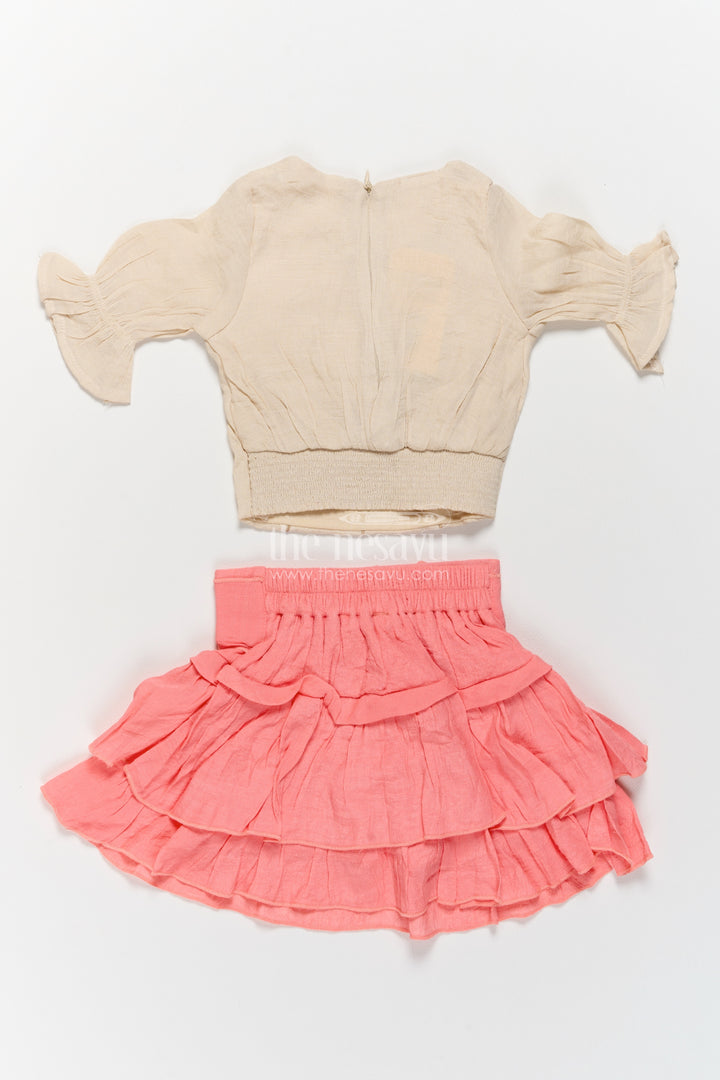 Girls Casual Set with Thread Embroidery for Family Functions