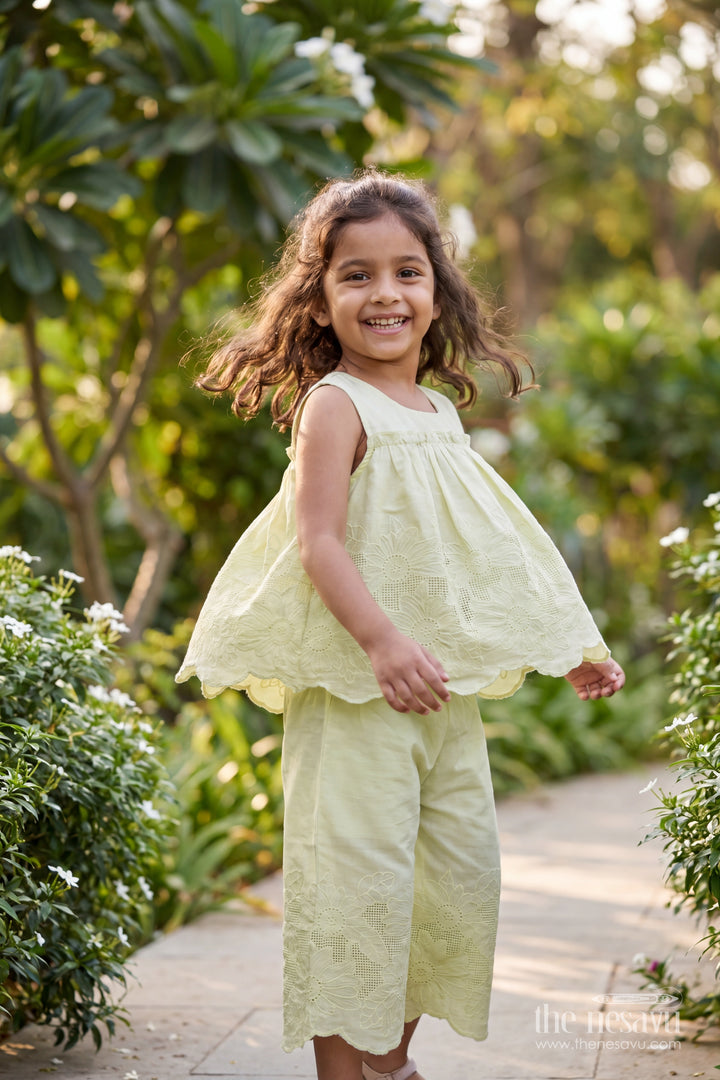 Two Piece Co Ord Set for Girls in Yellow with an Occasion Ready Finish